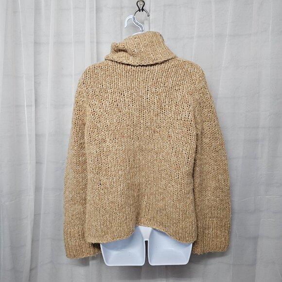 Express Turtleneck Sweater Tan Wool Blend Preppy Boho Casual Marled M - Picture 5 of 9